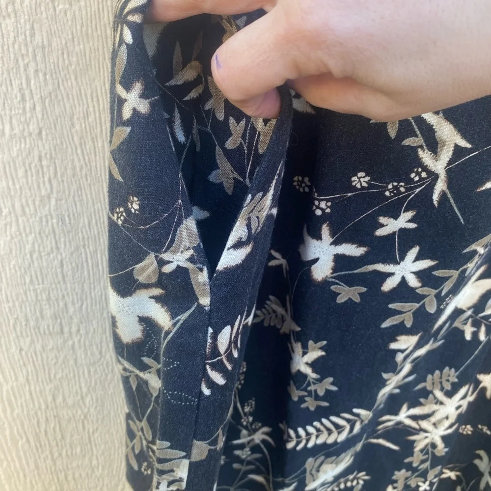 Vintage‎ Orvis Floral Woodland Floral Print Linen Blend Black Cream Size 20 NWT
